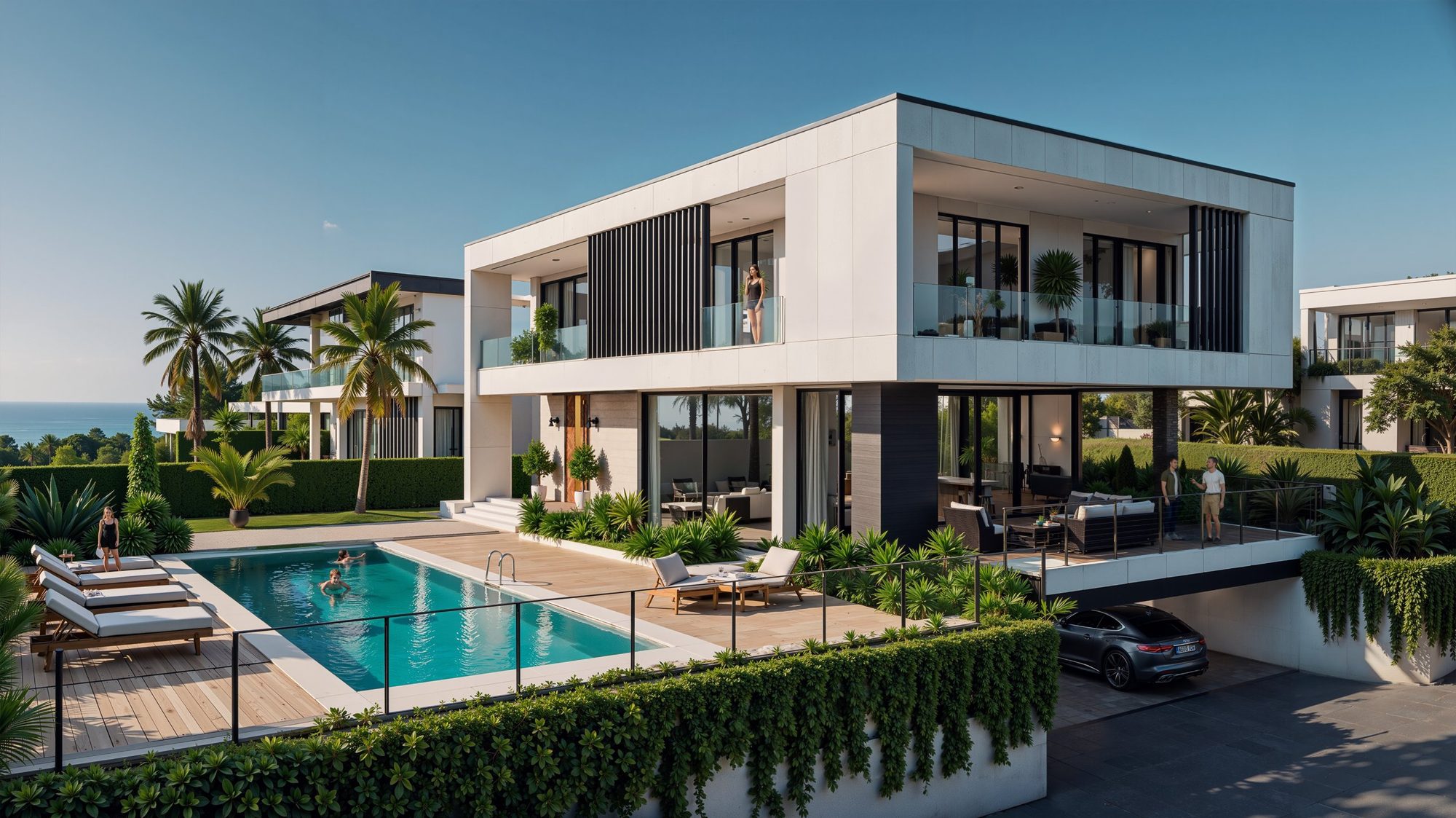 Seaside villa neighbourhood: modern villa with pool and sea view